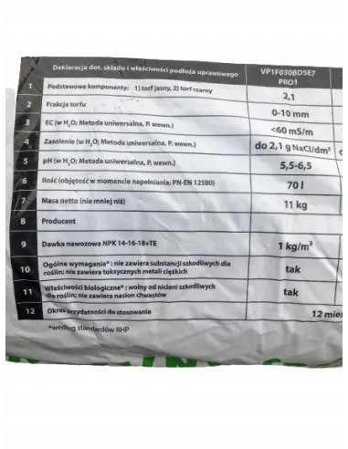 Torf Odkwaszony Substrat PRO 70L