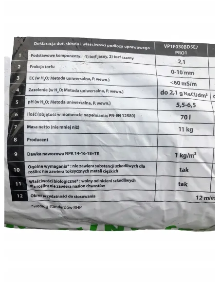 Torf Odkwaszony Substrat PRO 70L